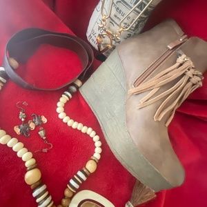 Sbicca Vintage Collection - Zepp Wedge Fringe Ankle Bootie